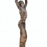 CRUCIFIED, oak wood, 40 x 64 x 219 cm, plinth steel 49 cm - Tilmann Krumrey 1990